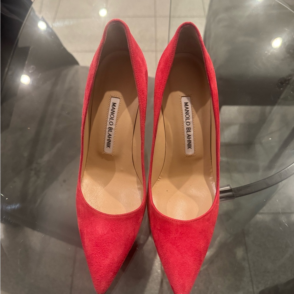 Manolo Blahnik BB 90 Pink Suede Heels- Sz 37